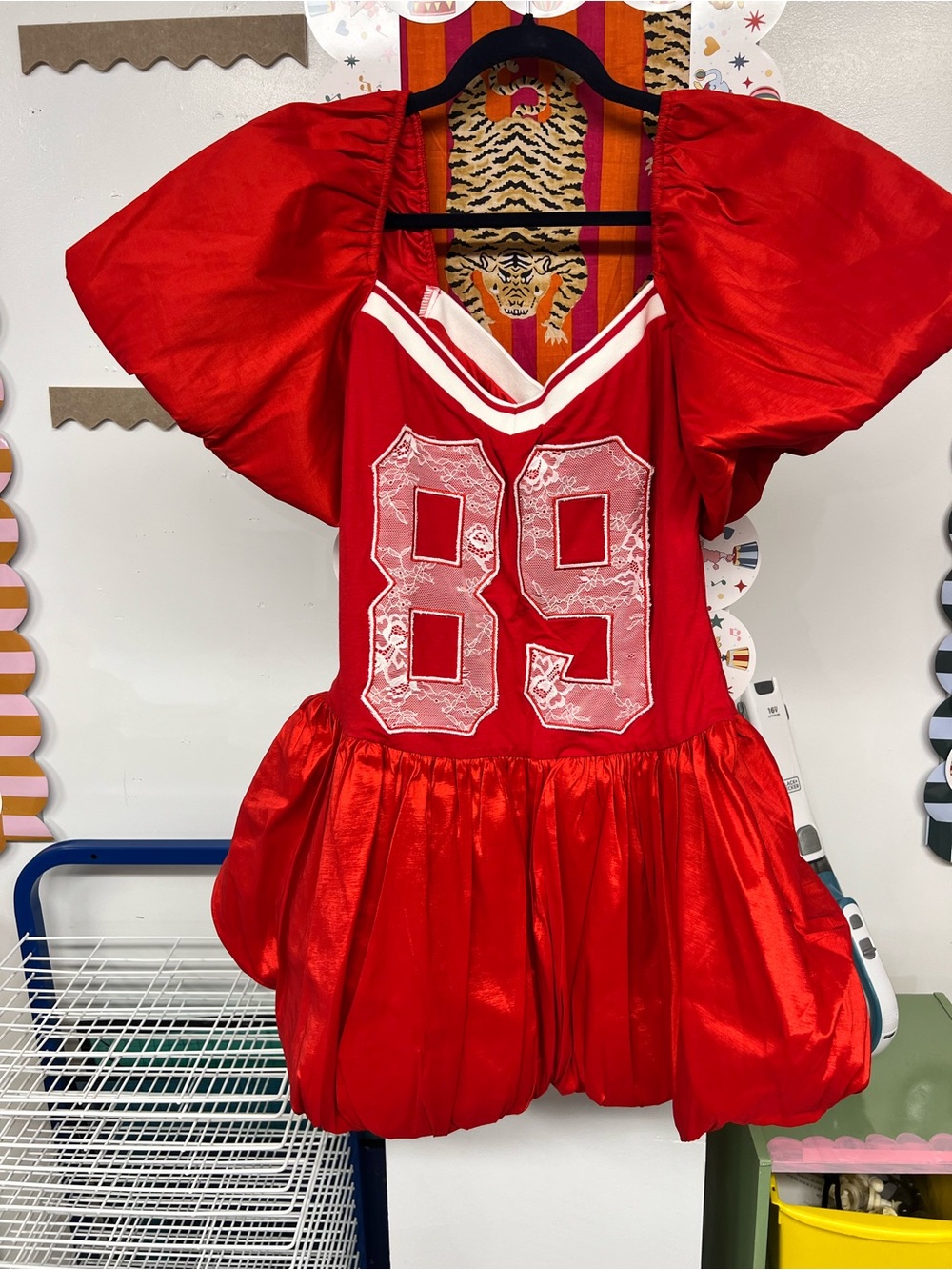 AKIRA Red Puff-Sleeve '89' Graphic Dress Top